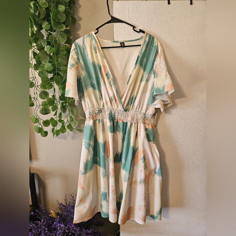 V-Neck Dress with Abstract Print